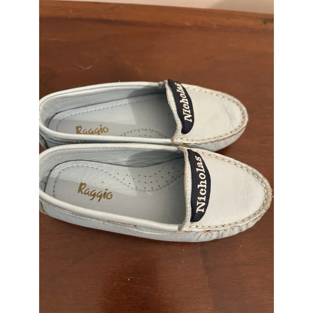 Reggio Light Blue Leather Driving Moccasins‎ Size 23 US Baby Boy 7